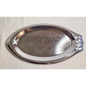 Oval Fish Shaped Aluminum Platter 14 Inches Long, Serving, Decorative, Fish Fry